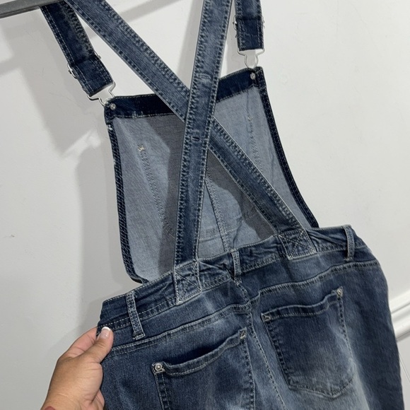 Wallflower Blue Denim Overalls crisscross back adjustale XL stretch - Picture 4 of 6